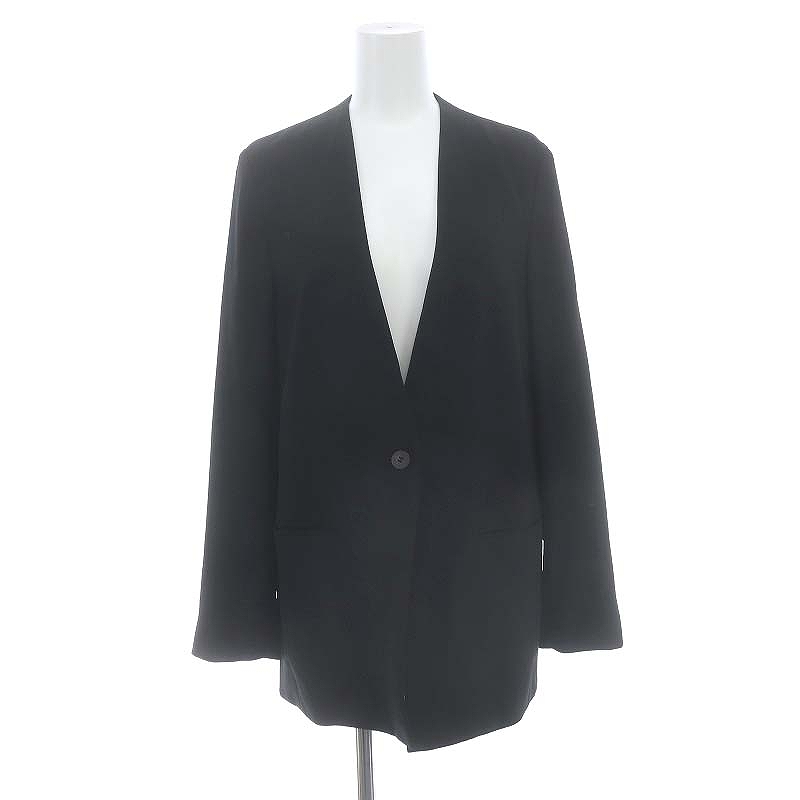 【美品】Theory Powder Crepeノーカラージャケット サイズ0 theory 23SS Powder Crepe ノーカラージャケット