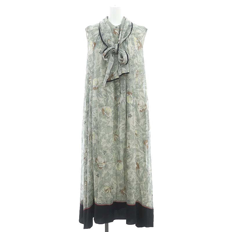 エブール ebure 23AW シアーガーデンプリント ノースリーブワンピース  