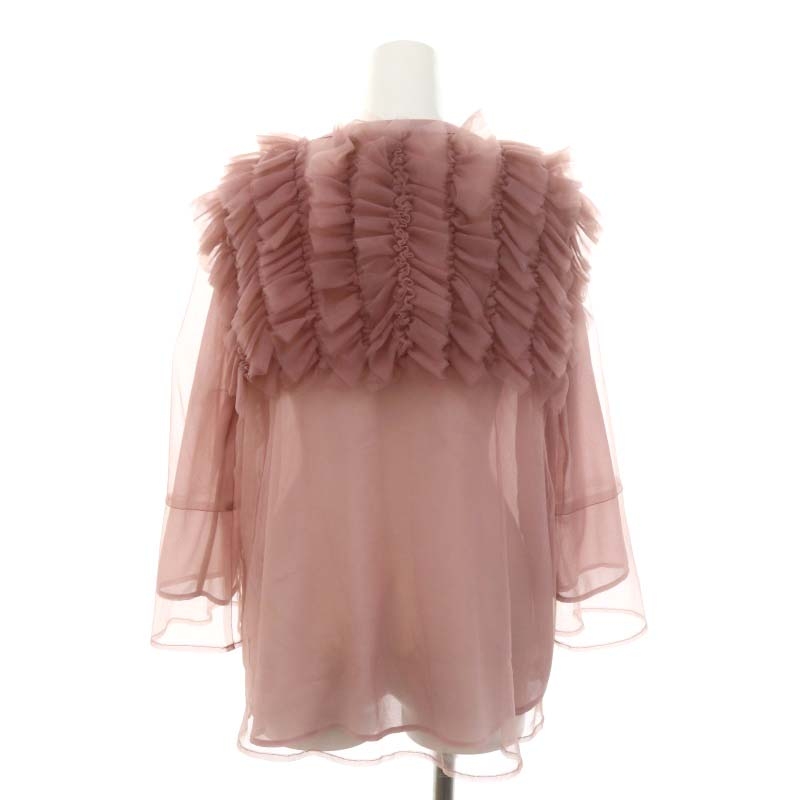 ジャスグリッティー JUSGLITTY 24SS エアリーフリルカラーブラウス シャツ 長袖 1 S ラベンダーベージュ /SY ■OS レディース ジャスグリッティー JUSGLITTY 24SS エアリーフリルカラー