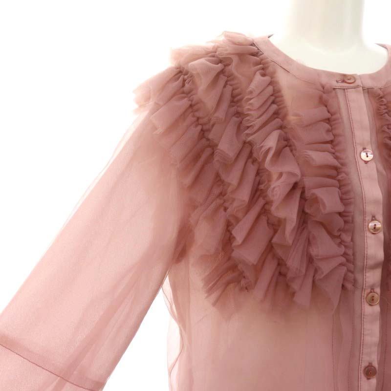 ジャスグリッティー JUSGLITTY 24SS エアリーフリルカラーブラウス シャツ 長袖 1 S ラベンダーベージュ /SY ■OS レディース ジャスグリッティー JUSGLITTY 24SS エアリーフリルカラー