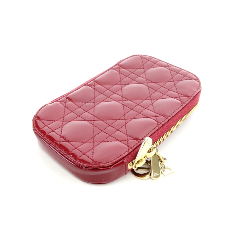 【美品】Lady Dior Call'in Dior フォンホルダー 赤パテント 美品】Lady Dior Call'in Dior フォンホルダー 赤パテント