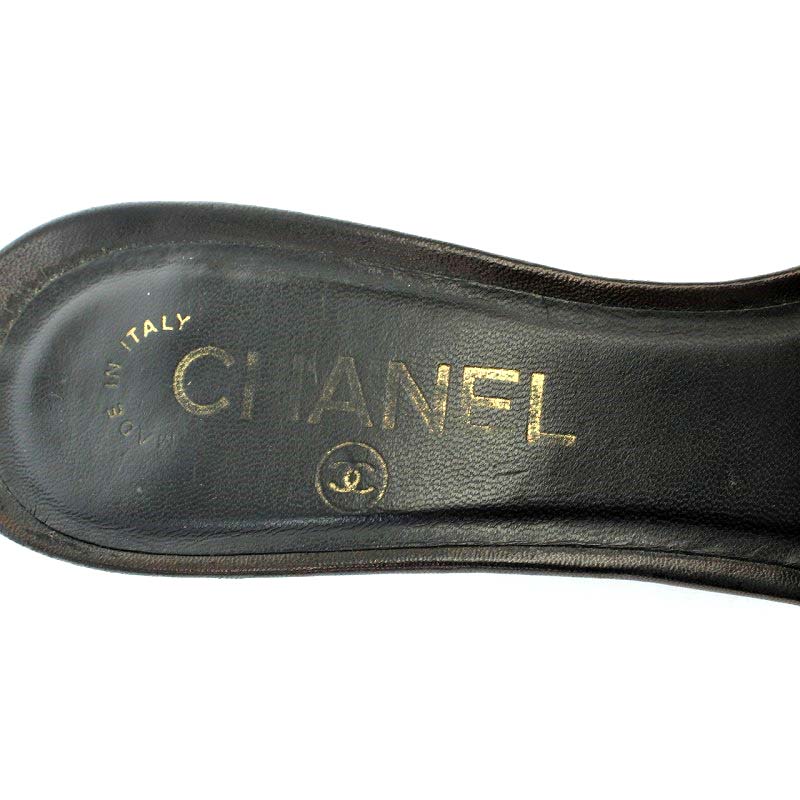 シャネル CHANEL ココマークリボンミュール サンダル 5cmヒール