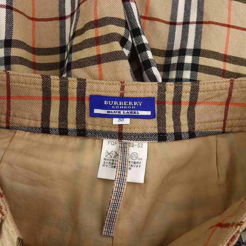 バーバリーブルーレーベル BURBERRY BLUE LABEL ノバチェック ハーフパンツ ショートパンツ ジッパーフライ ウール 38