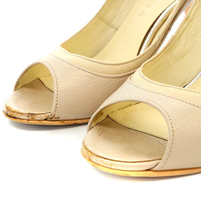 Diana ベージュ オープントゥヒール 約8cm DIANA 美品 ダイアナ オープントゥ バックストラップ ハイヒール