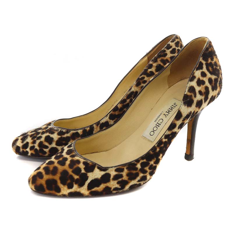 ジミーチュウ JIMMY CHOO レオパード ハラコ パンプス ピンヒール 35 