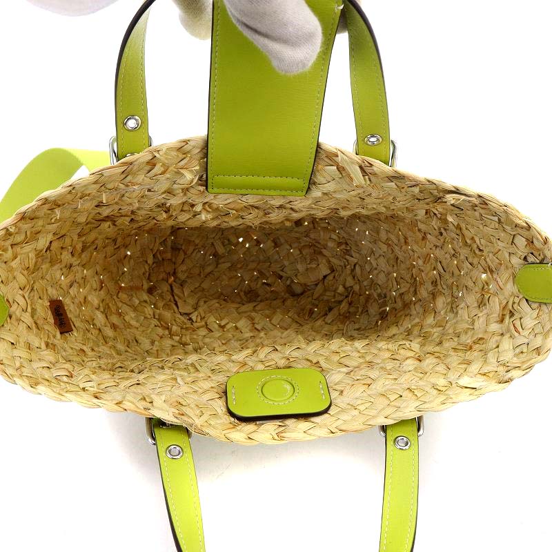 ベージュ レザー かごバッグ ストロー ショルダー コーチ COACH