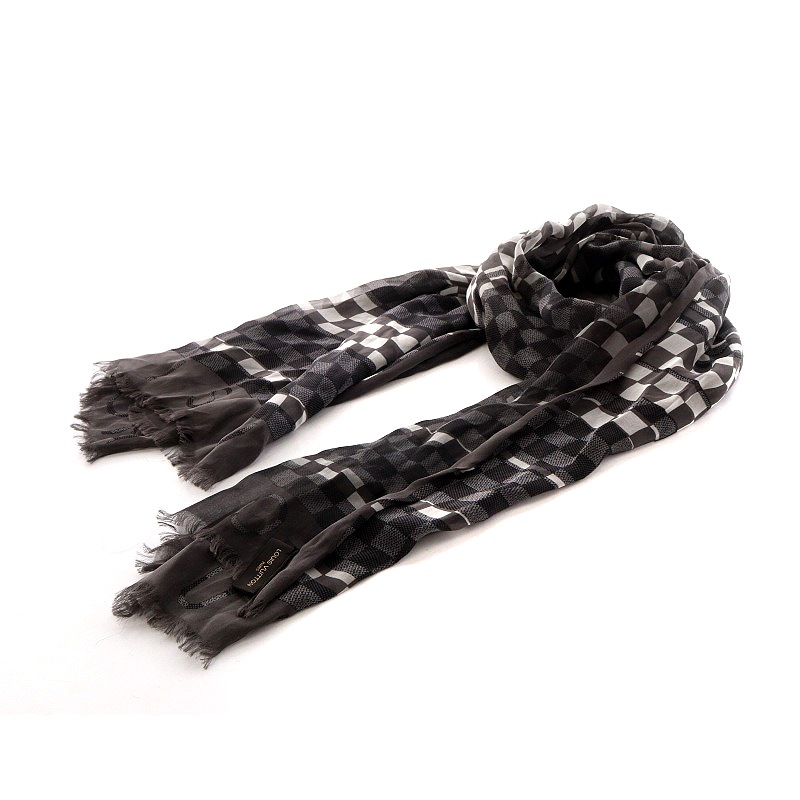 ルイヴィトン LOUIS VUITTON ストール スカーフ 大判 シルク 絹 黒