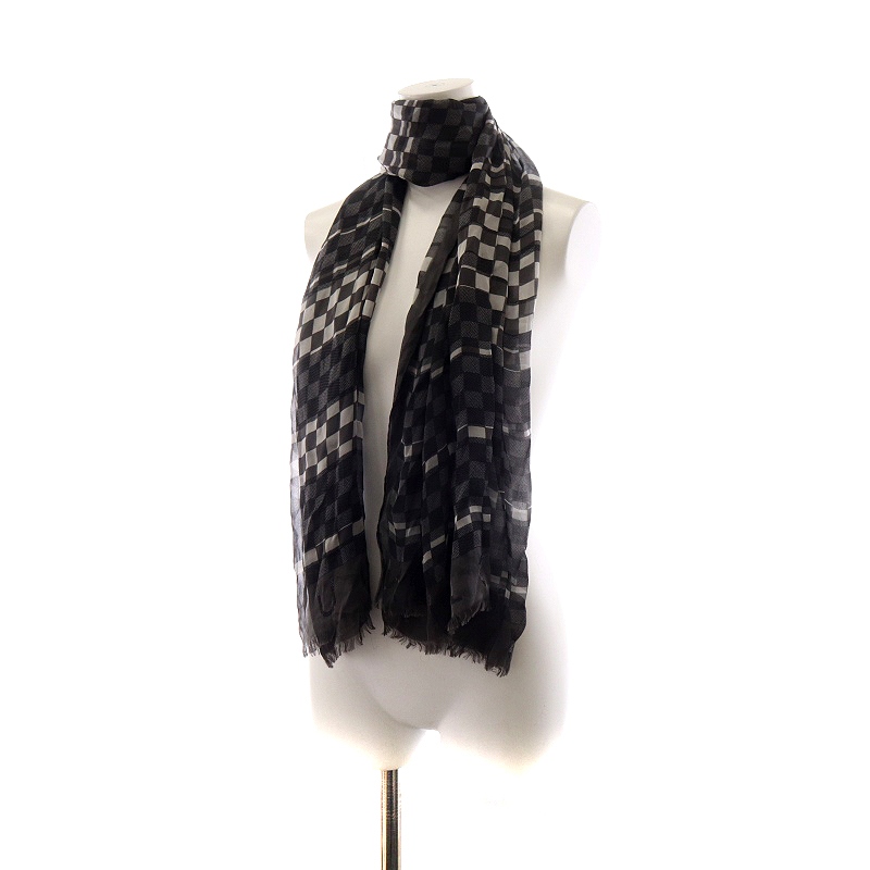 ルイヴィトン LOUIS VUITTON ストール スカーフ 大判 シルク 絹 黒