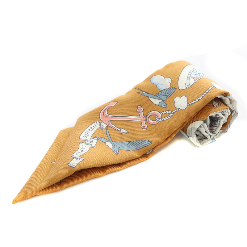 HERMES エルメス ツイリー マルチカラー スカーフ　ブラウン　【私の雲】 HERMES エルメス ツイリー マルチカラー スカーフ ブラウン 【私の雲