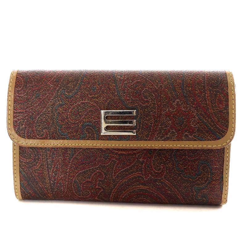 新品未使用✨ETRO エトロ　二つ折り財布　ペイズリー柄　レザー　ブラウン　総柄 エトロの折りたたみ財布（未使用品）