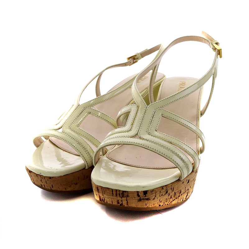 PRADA プラダ ウェッジ サンダル 美品】PRADA プラダ ウェッジサンダル