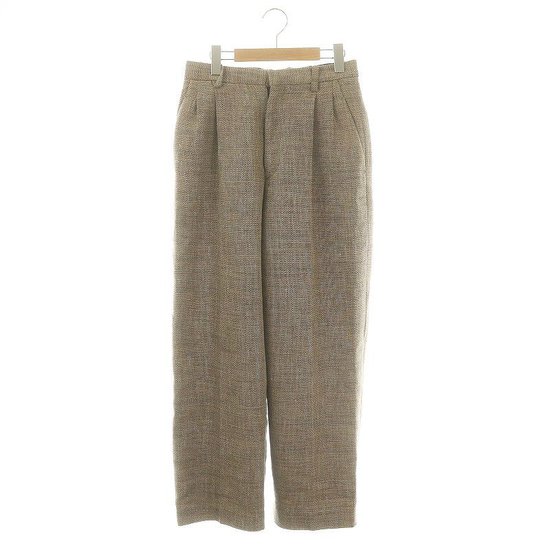 エッフェビームス EFFE BEAMS ツイード ワイドパンツ タック リネン混 