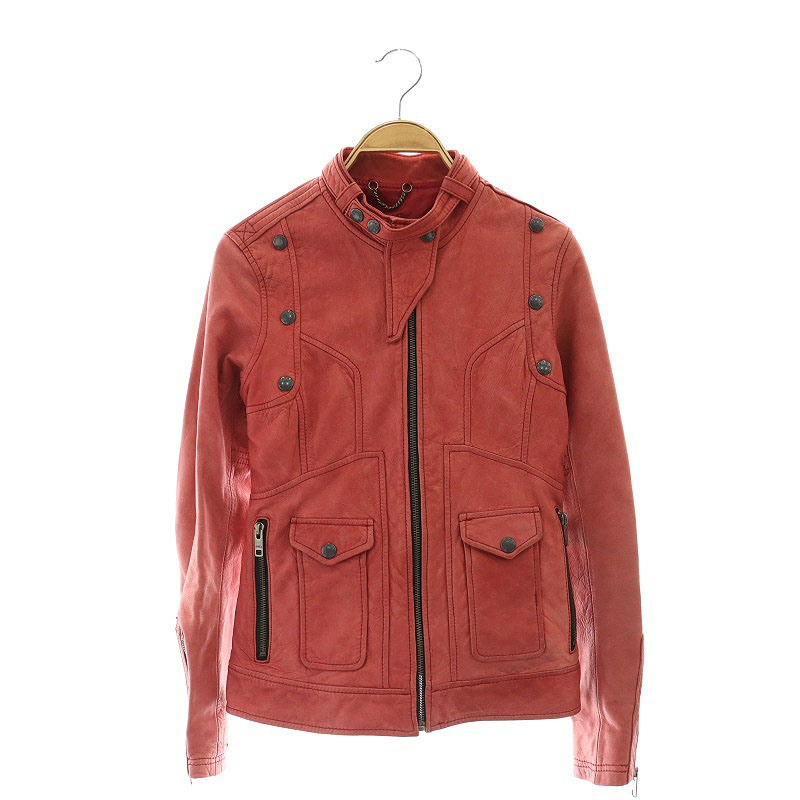 AVIREX シングルライダースジャケット　レッド アヴィレックス AVIREX レザー シングルライダースジャケット 羊