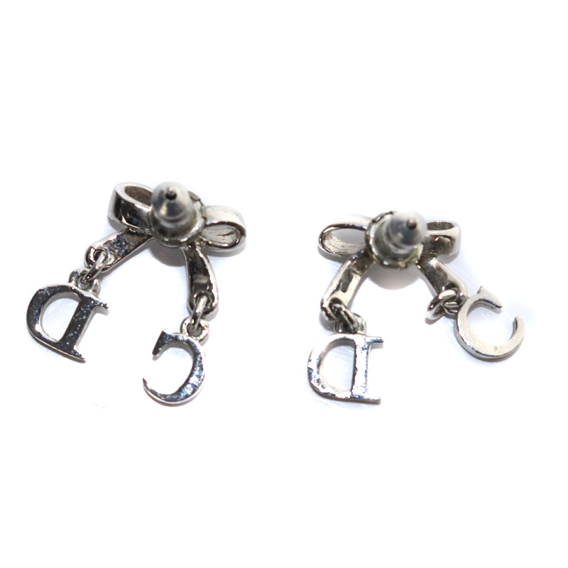 クリスチャンディオール Christian Dior リボンモチーフ CDロゴ ピアス 