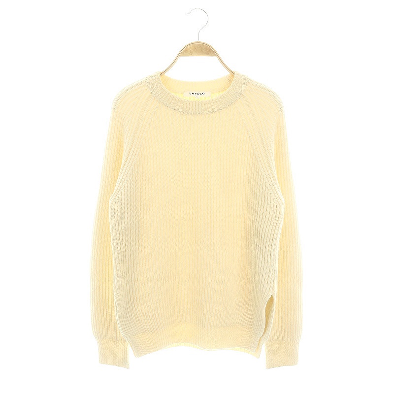 美品✨エンフォルド パターンケーブルニット 変形 アイボリー 38 ENFOLD アイボリー ニットセーター 38 美品✨エンフォルド パターン