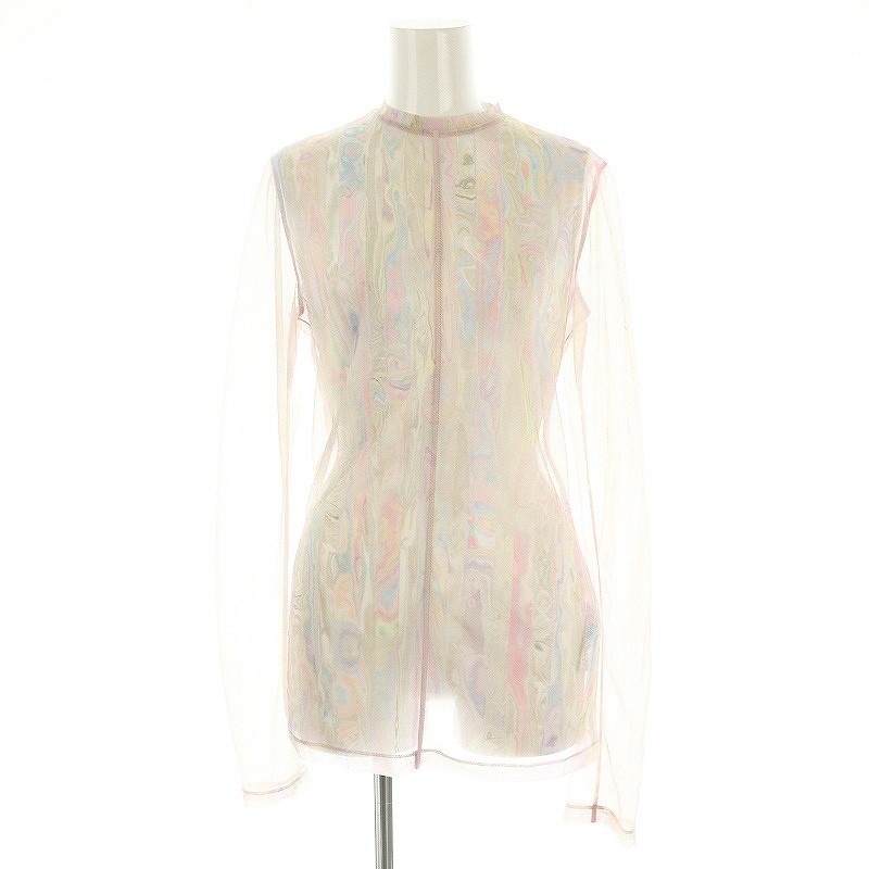マメクロゴウチ Mame Kurogouchi Marble Print Sheer Jersey Crew Neck 