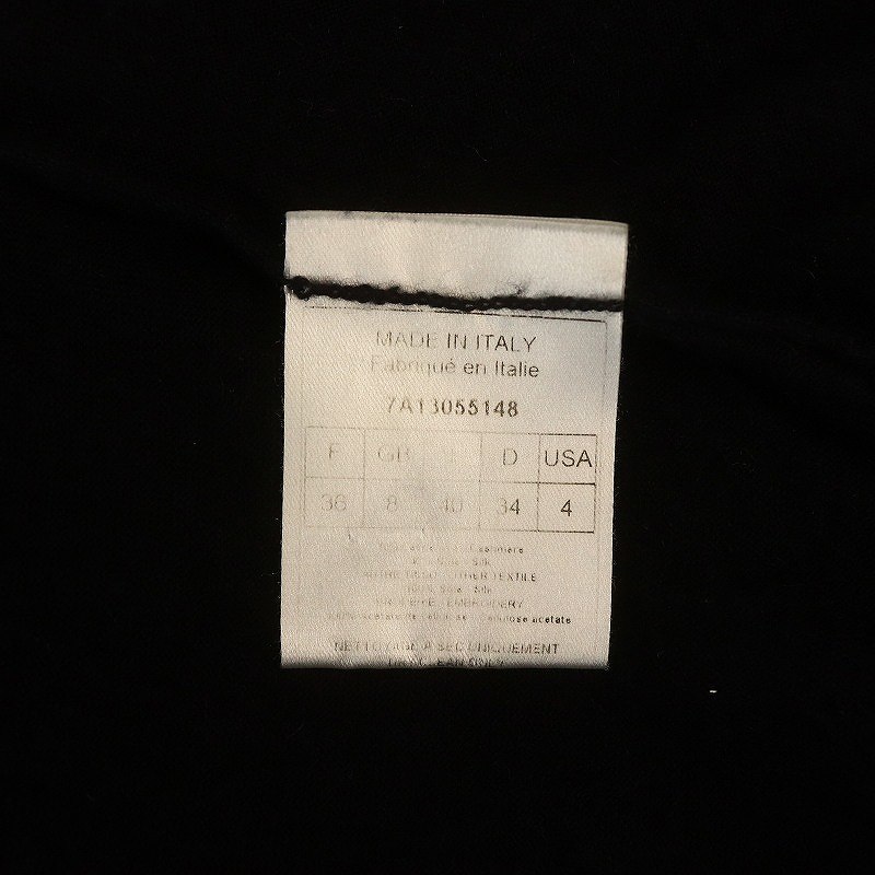 クリスチャンディオール Christian Dior カシミヤ シルク混 スパンコール装飾 ニット カットソー 切替 半袖 I40 黒 ブラック /HK ■OS レデ クリスチャンディオール Christian Dior カシミヤ シルク混