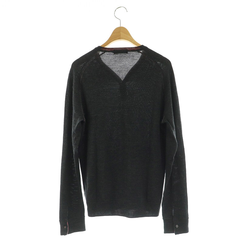 □BURBERRY BLACK LABEL□長袖ヘンリーネックシャツ 肩チェック