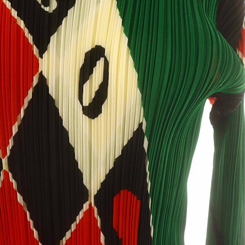 PLEATS PLEASE ISSEY MIYAKE◆07AW/カジノルーレット柄長袖カットソー/3/ポリエステル/マルチカラー/PP73-JK742 プリーツプリーズ PLEATS PLEASE イッセイミヤケ 07AW カジノ