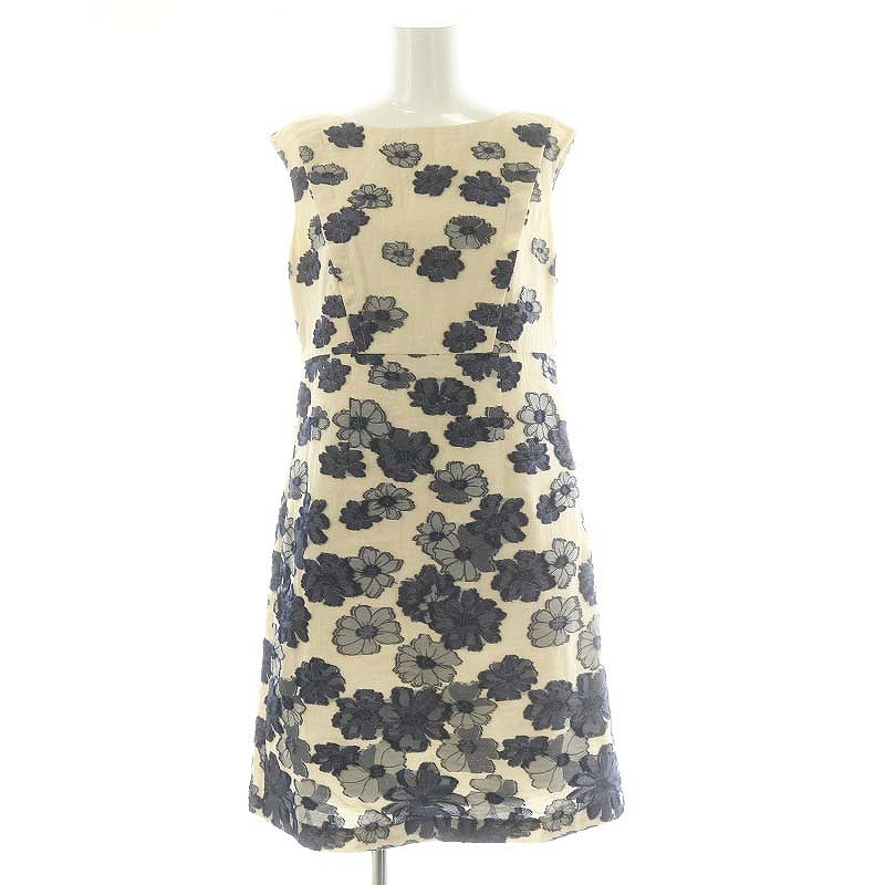 トッカ TOCCA 花ジャガード ワンピース 膝丈 ノースリーブ コットン 2