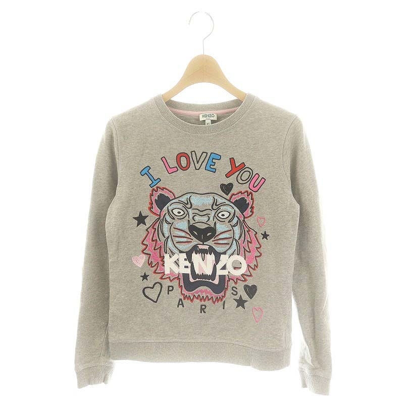 ケンゾー KENZO スウェット トレーナー 長袖 タイガー 刺繍 XS グレー