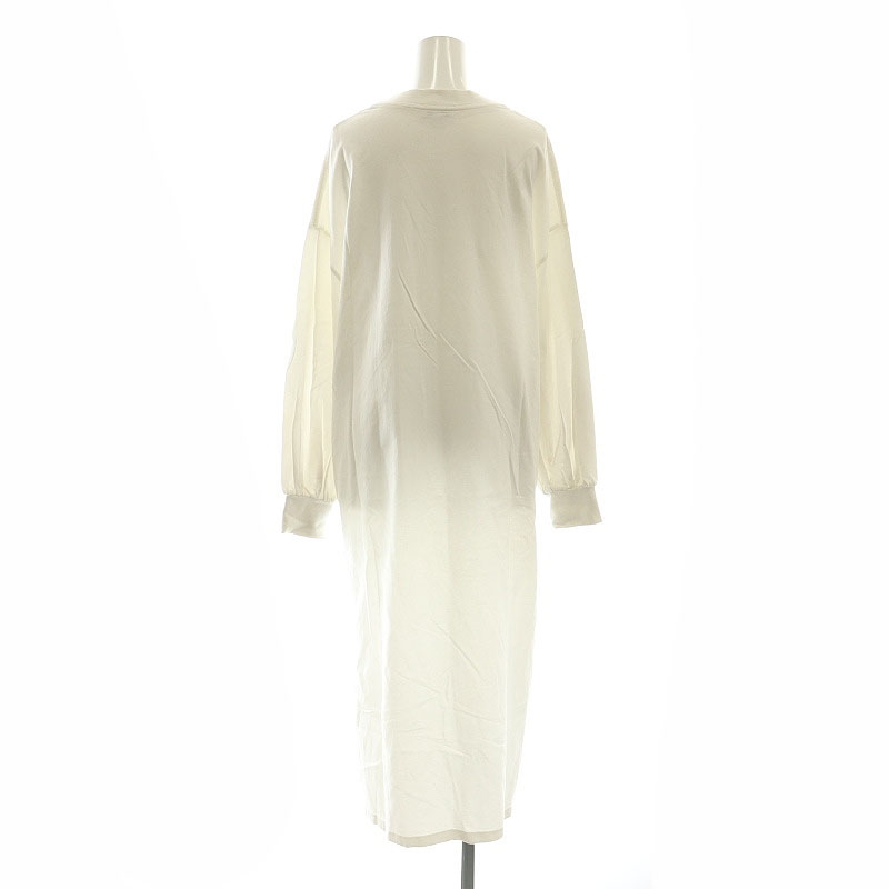 ハイク HYKE サイドスリット ワンピース 長袖 ロング コットン 1 白  