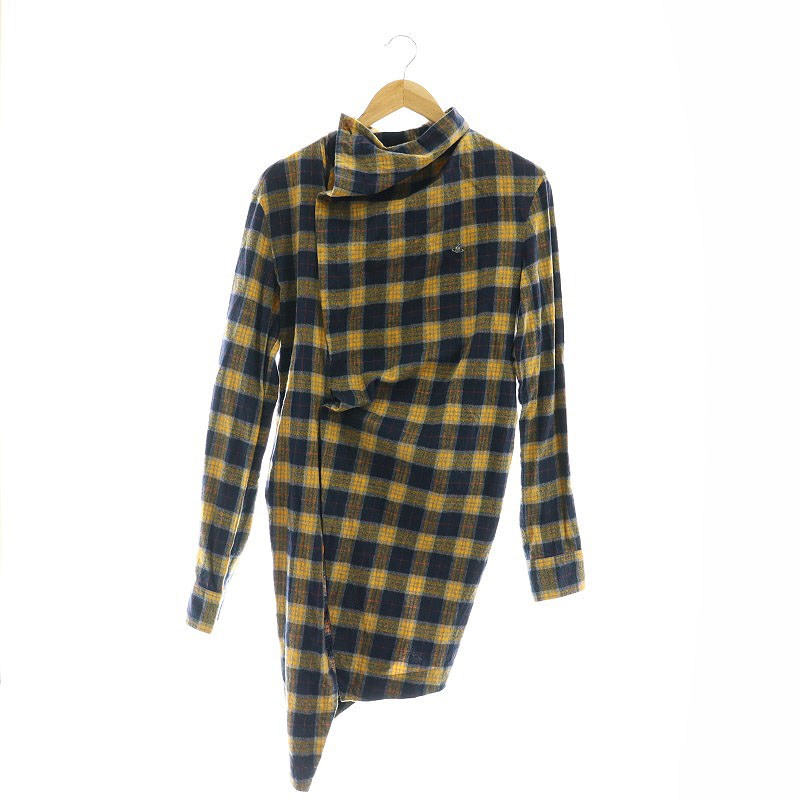 ヴィヴィアンウエストウッド オーブ刺繍 チェック変形ネルシャツ