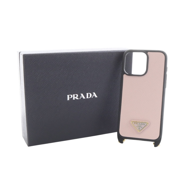 PRADA】iPhone14 Pro用 スマホケース ブラック 三角プレート