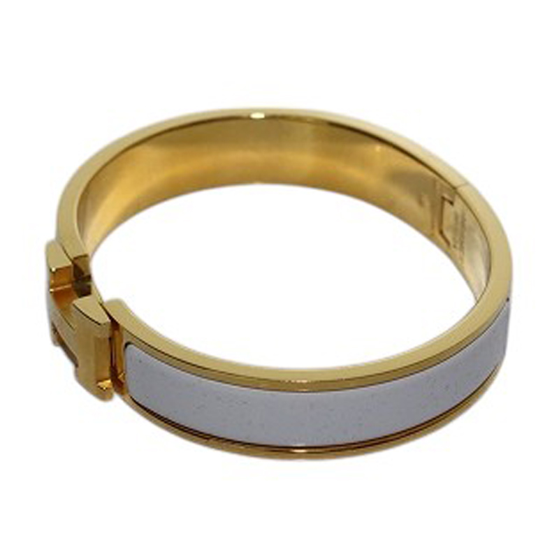 エルメス HERMES ノワール クリップHブレスレット 白 ホワイト