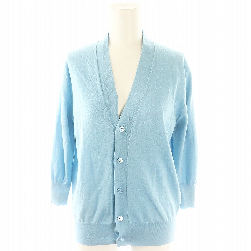 Drawer コットンシルクVネックカーディガンドゥロワー