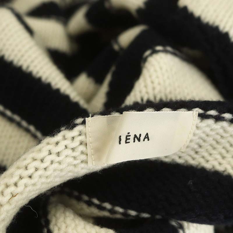イエナ IENA 22AW ステッチボーダーニット セーター 長袖 ハイネック ウール 黒 ブラック アイボリー /MI ■OS レディース イエナ IENA 22AW ステッチボーダーニット セーター 長袖