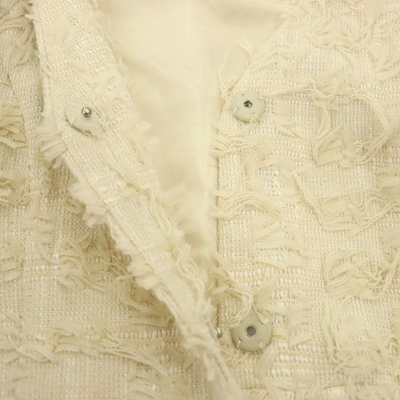 カデュネ CADUNE 24SS ペプラムジレ ノースリーブ 38 M オフホワイト