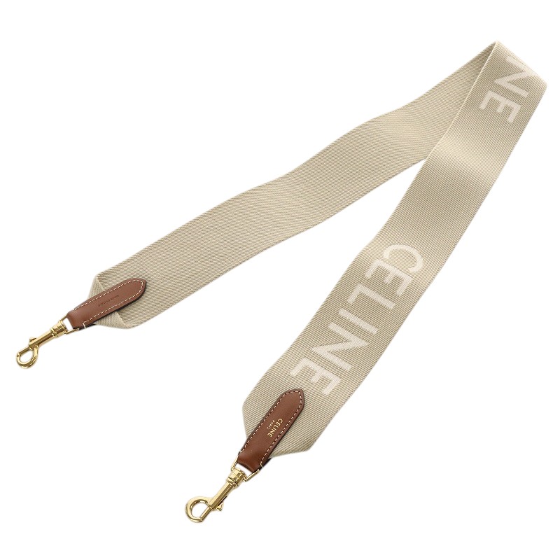 未使用級 CELINE ショルダーベルト ロングストラップ ベージュ ロゴ 未使用級 CELINE ショルダーベルト ロングストラップ ベージュ