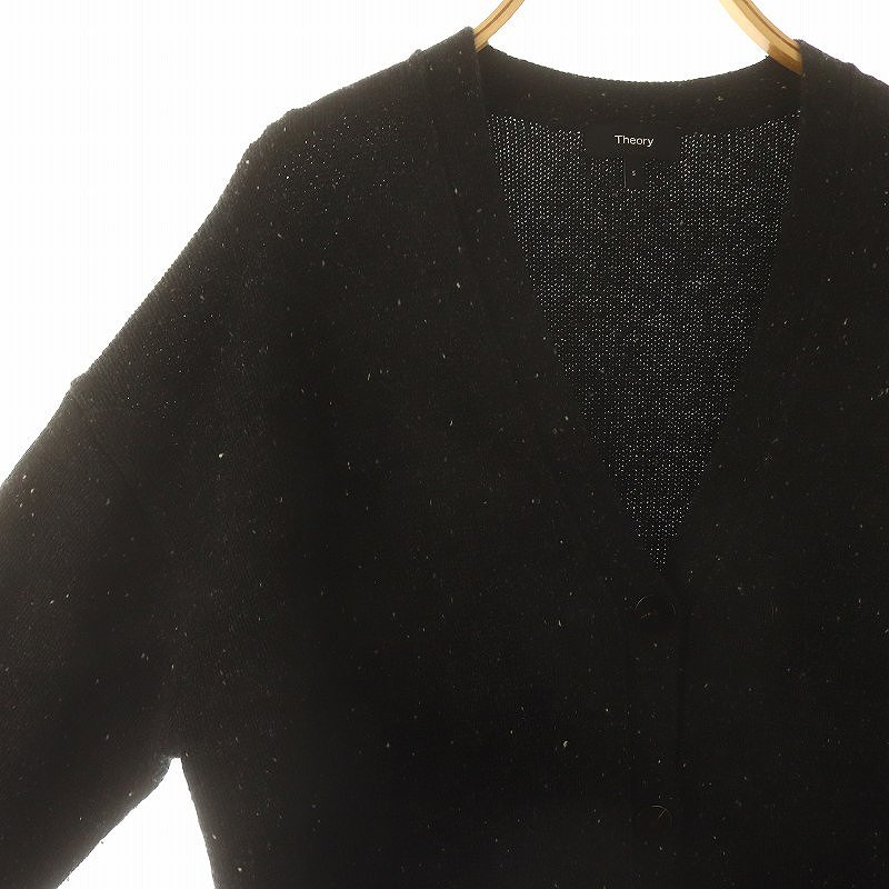 セオリー 23AW woolcash donegal boxy os cardi カーディガン ニット 長袖 ウール カシミヤ混 S 黒 ブラック /MI ■OS レディース セオリー Theory 23AW woolcash donegal boxy os cardi