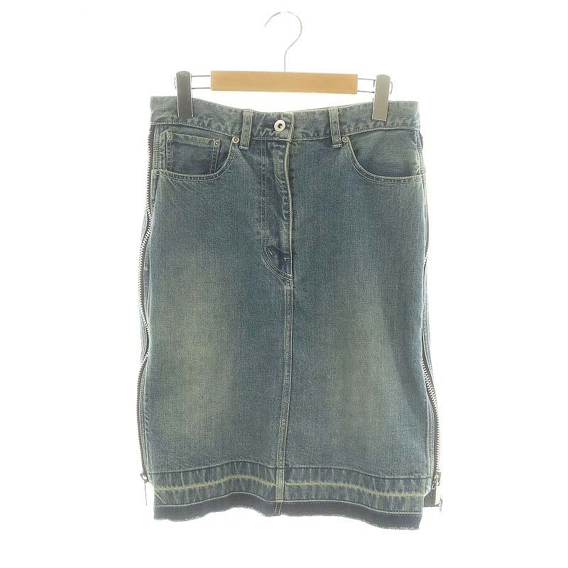 サカイ sacai サイドジップフレアデニムスカート タイトスカート 膝丈  