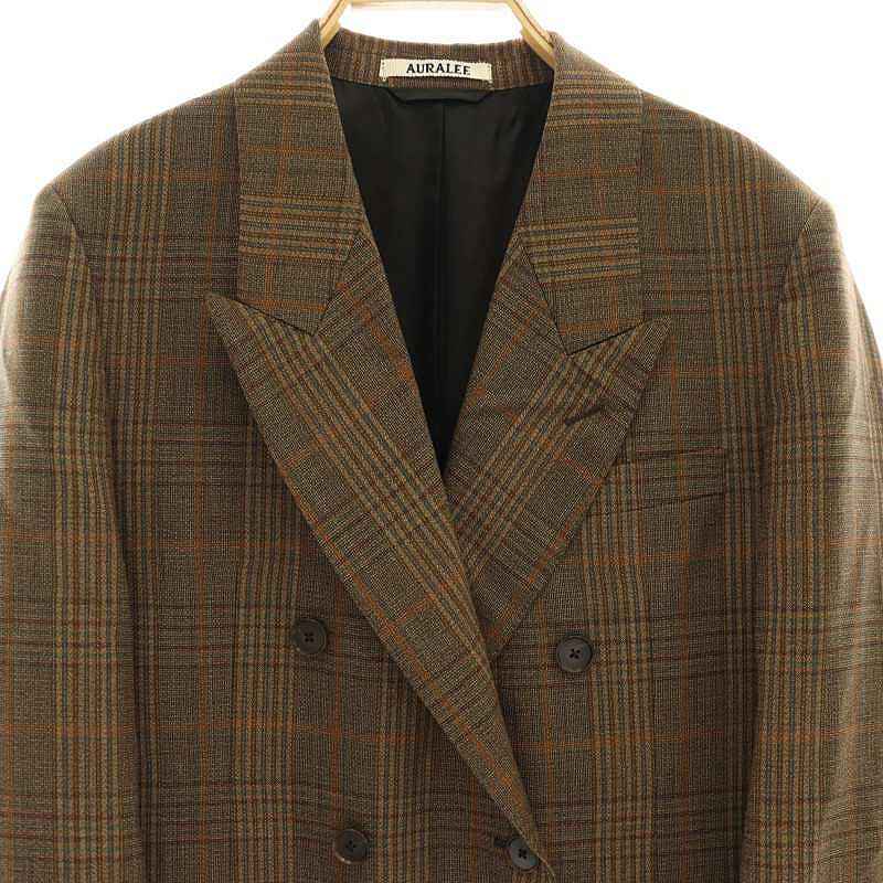 新品 AURALEE BLUEFACED WOOL CHECK ダブルジャケット
