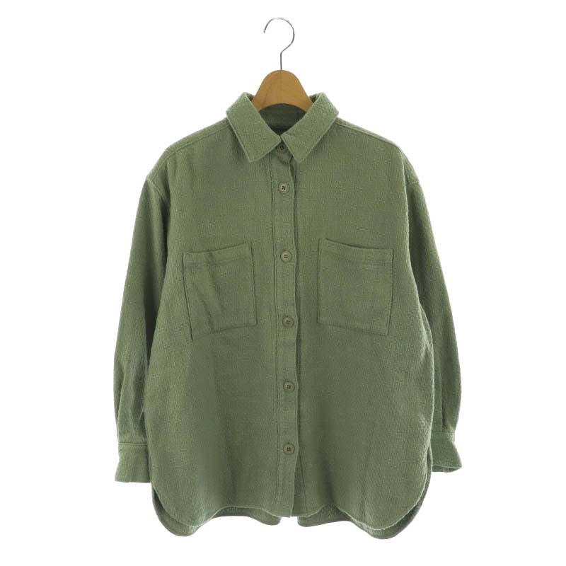 ユナイテッドアローズ UNITED ARROWS C ツイード シャツ W オーバーサイズ 長袖 カーキ /HK ■OS レディース ユナイテッドアローズ UNITED ARROWS C ツイード シャツ W