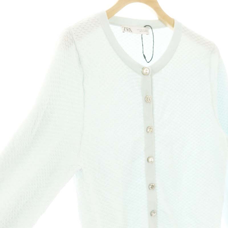 ザラ ZARA ポップコーンニットカーディガン ニット USA M 水色
