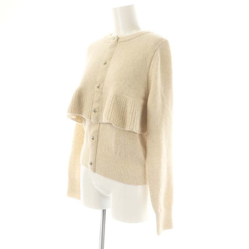 ジャスグリッティー JUSGLITTY 24AW ケーププルオーバー カーディガン ニット フリル 長袖 クルーネック ウール混 2 M ベージュ /KO ジャスグリッティー JUSGLITTY 24AW ケーププルオーバー