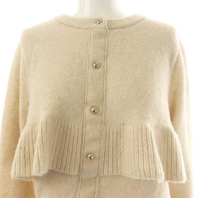ジャスグリッティー JUSGLITTY 24AW ケーププルオーバー カーディガン ニット フリル 長袖 クルーネック ウール混 2 M ベージュ /KO ジャスグリッティー JUSGLITTY 24AW ケーププルオーバー