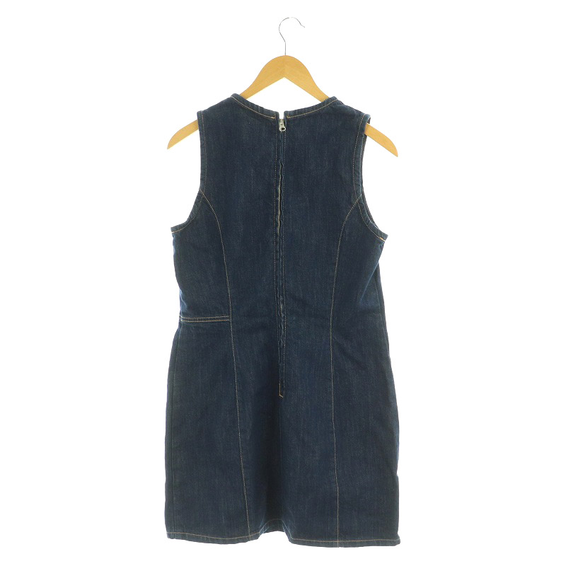 ザラ ZARA デニムワンピース ミニ ノースリーブ USA L ネイビー