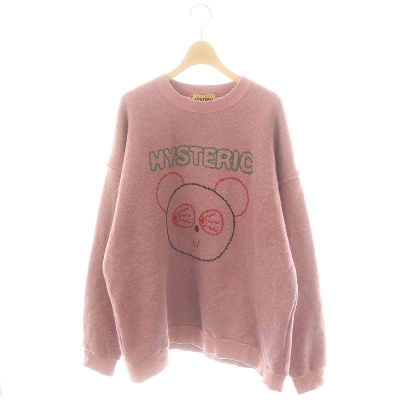 ヒステリックグラマー HYSTERIC GLAMOUR 24AW RED EYE FLASH刺繍 オーバーサイズスウェット ニット アンゴラ混 F ピンク マルチカラー /DO ヒステリックグラマー HYSTERIC GLAMOUR 24AW RED EYE FLASH刺繍