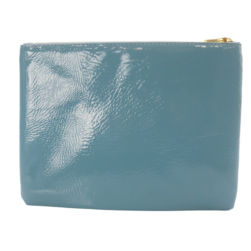 ミュウミュウ miumiu ノベルティ商品 エナメル ポーチ ロゴ 水色 