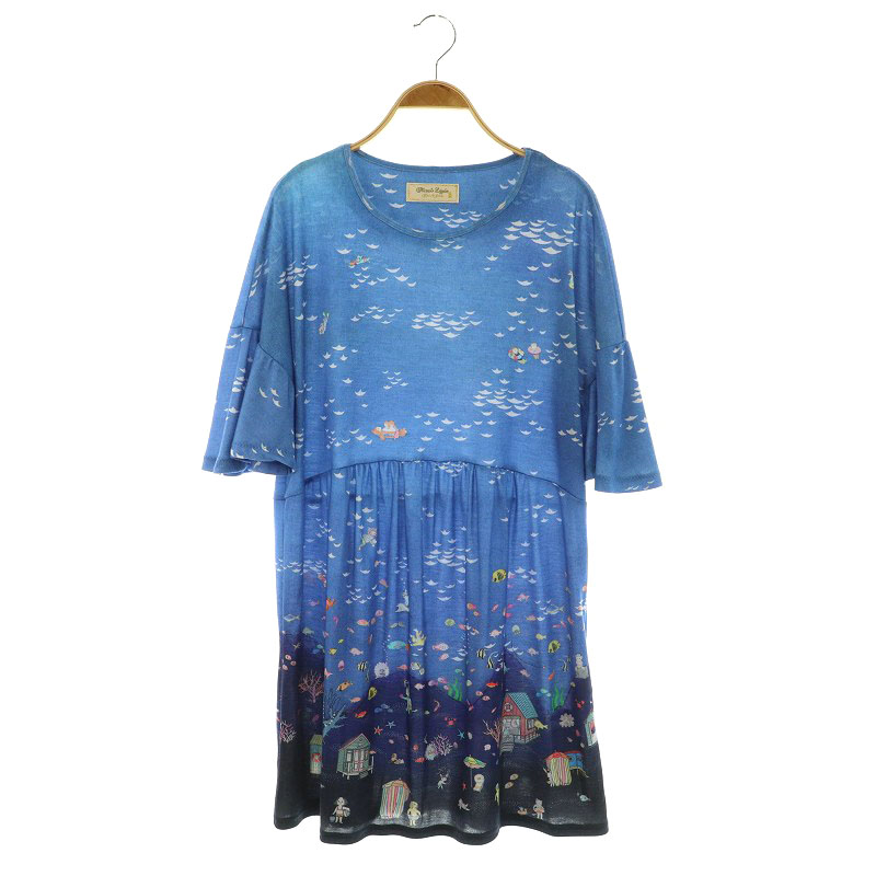 フランシュリッペ franchelippee チュニック サイズM ライトブルー×グリーン×マルチ レディース フラワー/うさぎ ワンピース