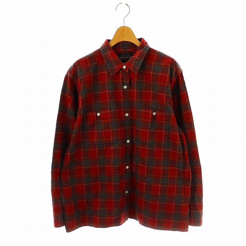 ペンドルトン PENDLETON チェック ネルシャツ 長袖 レッド グレー /DF