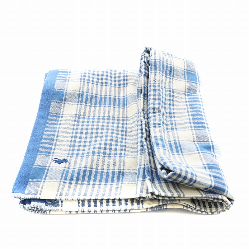 Ralph Lauren タオルケット 青　チェック柄 200x138 Ralph Lauren タオルケット 青 チェック柄 200x138 ポロラルフローレン