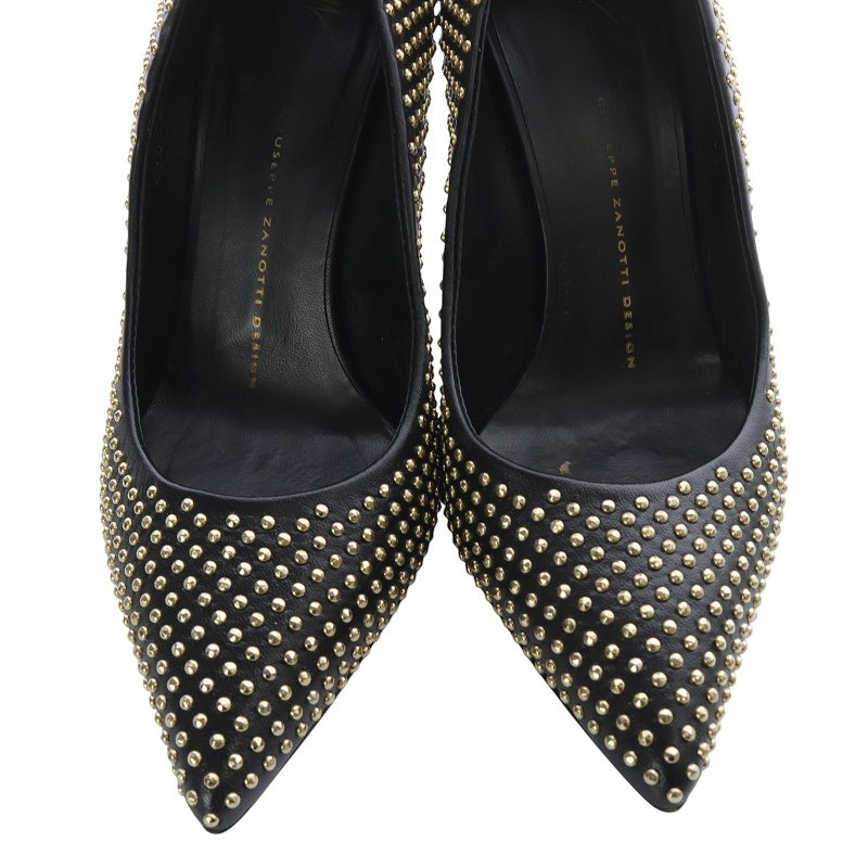ジュゼッペ ザノッティ ゴールドスタッズ付き黒パンプス 36 ジュゼッペザノッティデザイン GIUSEPPE ZANOTTI DESIGN スタッズ