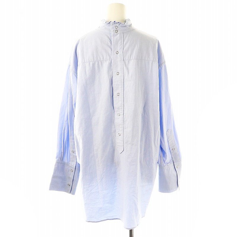 シンゾーン Shinzone FRILL NECK SHIRT オーバーサイズブラウス 長袖 34 ライトブルー 19AMSBL55 /DO ■OS レディース シンゾーン Shinzone FRILL NECK SHIRT オーバーサイズブラウス