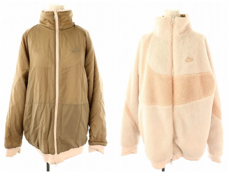 NIKEボアジャケット フリース リバーシブル ベージュ ホワイト 白XL 