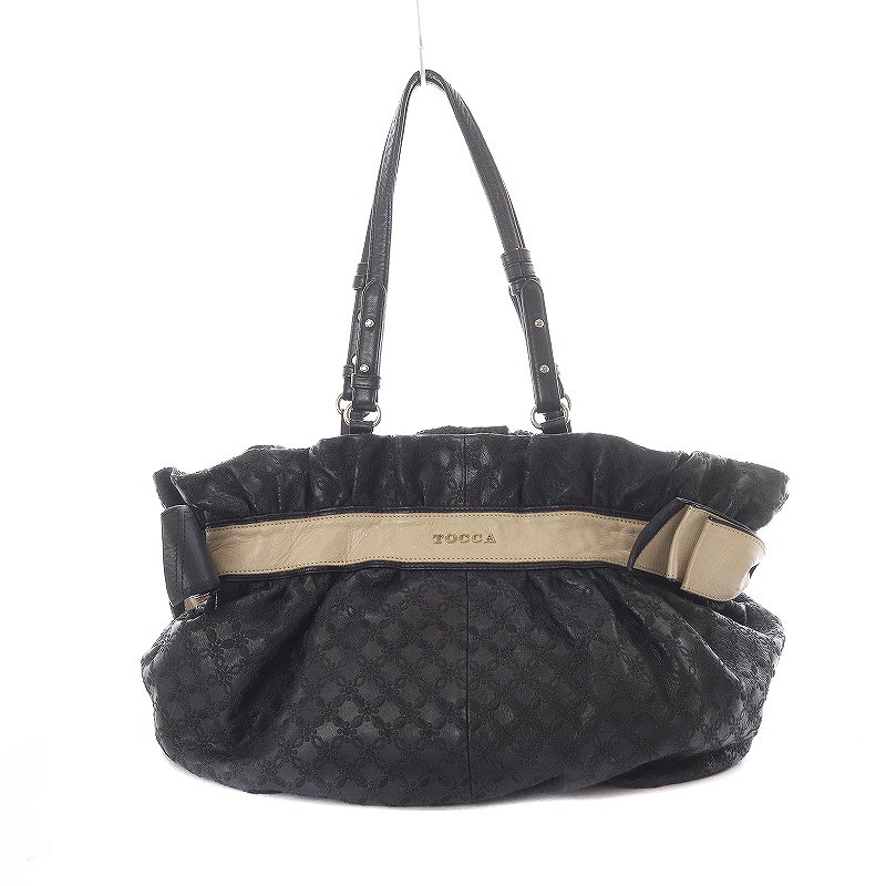 トッカ TOCCA リボン かごバッグ ハンドバッグ ブラウン 黒 トッカ